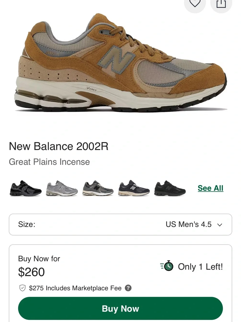 $260 RETAIL - 4.5 Men’s New Balance 2002R 